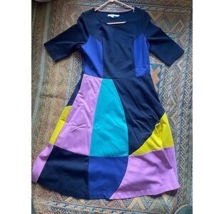 Boden Color Blocked Dress UK 14 US 10